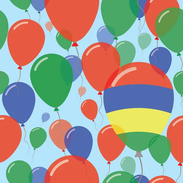 モーリシャスの色でお祝いバルーンを飛んでモーリシャス共和国ナショナルデー シームレス パターン — ストックベクタ