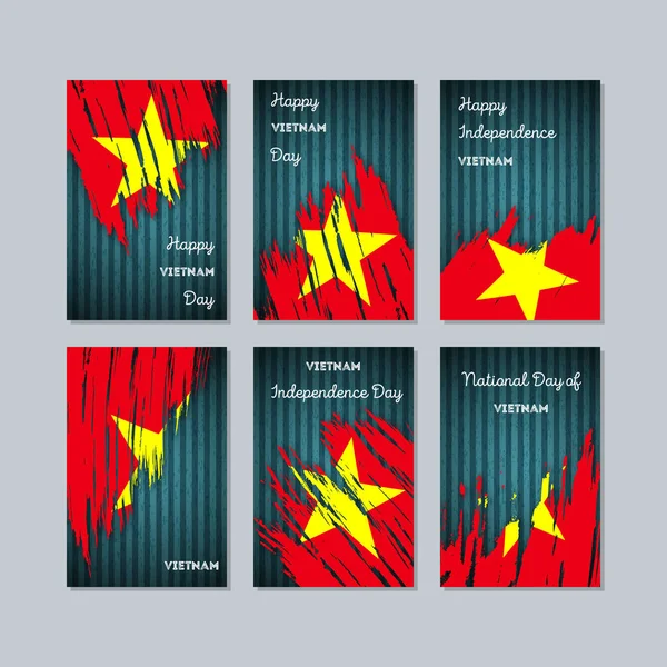 Vietnam vatansever kartları için Milli Günü ifade fırça darbesi kara günü ulusal bayrak renklerde