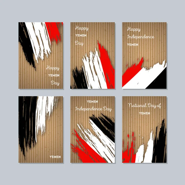 Yemen vatansever kartları Milli Günü ifade fırça darbesi kraft ulusal bayrak renk için