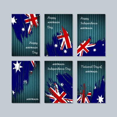 Avustralya milli günü ifade fırça darbesi kara günü ulusal bayrak renklerde için vatansever kartları