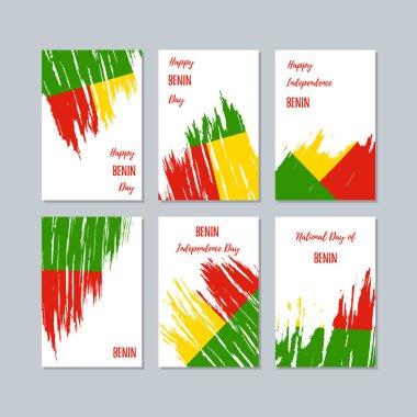 Benin vatansever kartları Milli Günü ifade fırça darbesi beyaz Milli bayrak renk için