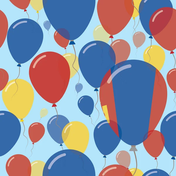 蒙古国国庆日平无缝模式飞庆典气球在蒙古人的颜色 — 图库矢量图片