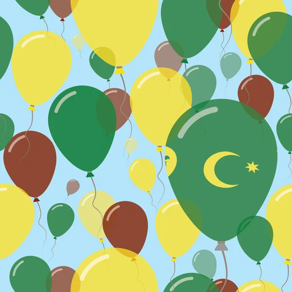 Cocos Keeling Islas Día Nacional plano sin costuras patrón vuelo celebración globos en colores de — Vector de stock