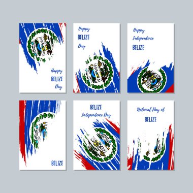Belize vatansever kartları Milli Günü ifade fırça darbesi beyaz Milli bayrak renk için