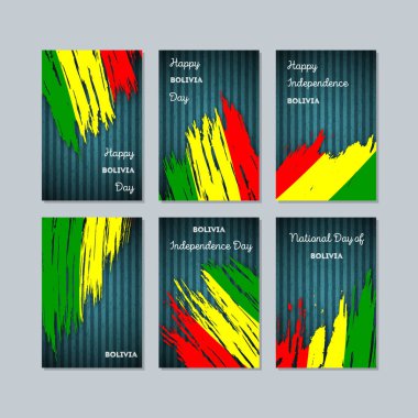 Bolivya vatansever kartları için Milli Günü ifade fırça darbesi kara günü ulusal bayrak renklerde
