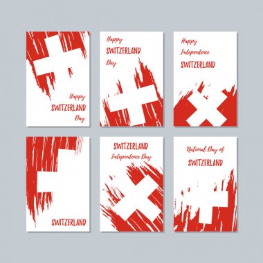 İsviçre Milli Günü ifade fırça darbesi ulusal bayrak renk için vatansever kartları