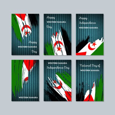 Batı Sahara Milli Günü ifade fırça darbesi ulusal bayrak renk için vatansever kartları