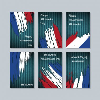 Bes vatansever kartları için Milli Günü ifade fırça darbesi ulusal bayrak renkleri üzerinde Adaları