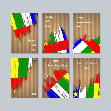 Araba vatansever kartları için Milli Günü ifade fırça darbesi kraft kağıt üzerinde ulusal bayrak renklerde