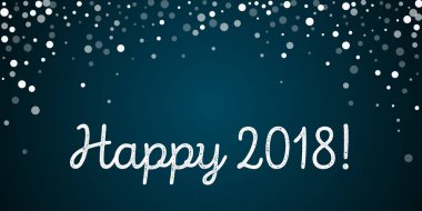 Happy 2018 tebrik kartı sabit beyaz noktalar arka plan düşüyor beyaz noktalar mavi arka plan