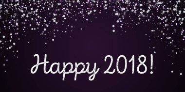 Happy 2018 tebrik kartı güzel yağan kar arka plan üzerinde derin mor güzel yağan kar