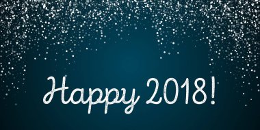 Happy 2018 tebrik kartı Random düşen beyaz noktalar mavi beyaz noktalar düşen Random arka plan