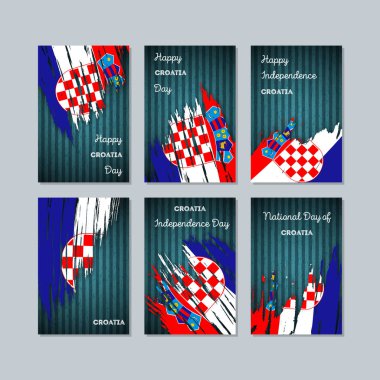 Hırvatistan milli günü ifade fırça darbesi kara günü ulusal bayrak renklerde için vatansever kartları