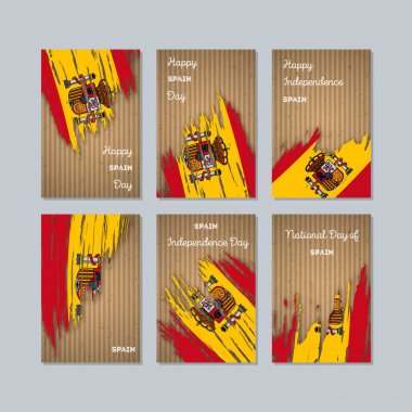 İspanya Milli Günü ifade fırça darbesi kraft ulusal bayrak renk için vatansever kartları