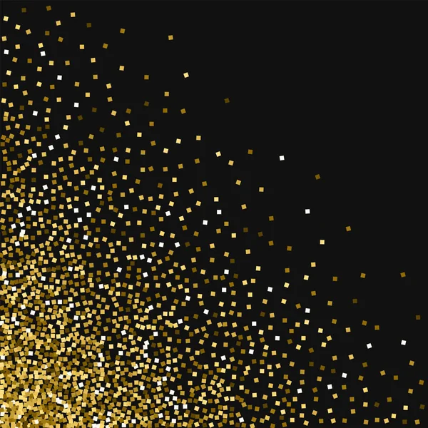 Χρυσά glitter διάσπαρτα κάτω αριστερή γωνία με χρυσό glitter σε μαύρο φόντο κομψό διάνυσμα — Διανυσματικό Αρχείο