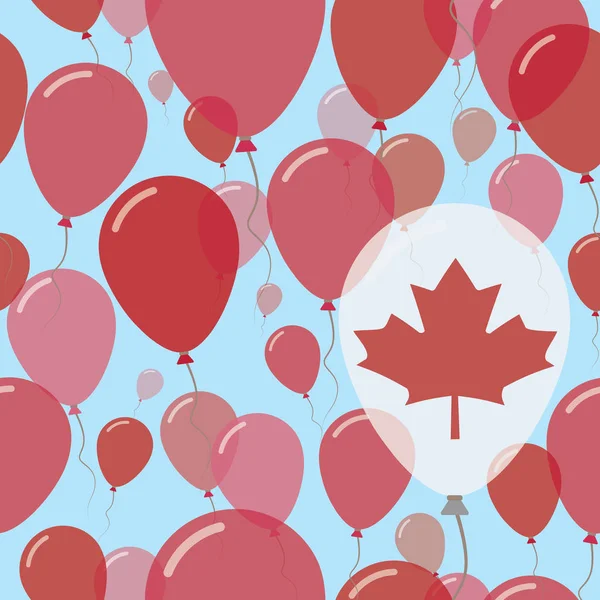 Palloncini senza cuciture piatti di celebrazione di volo del modello di festa nazionale del Canada nei colori della bandiera canadese — Vettoriale Stock