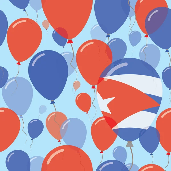 Día Nacional de Cuba Patrón plano sin costura Flying Celebration Globos en colores de la bandera cubana Happy — Archivo Imágenes Vectoriales