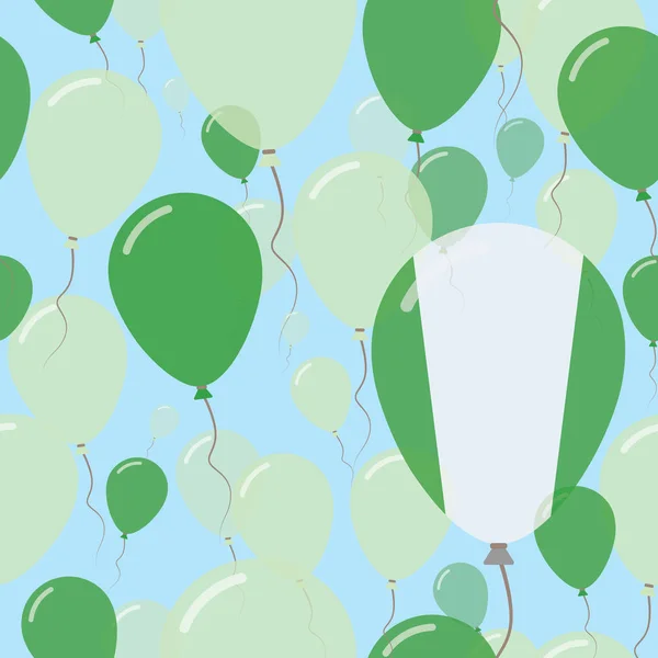 Día Nacional de Nigeria Patrón plano sin costura Flying Celebration Globos en colores de la bandera nigeriana — Vector de stock