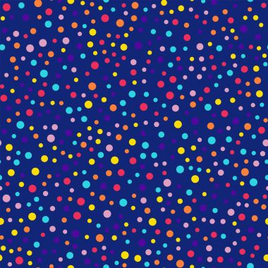 Memphis stili puantiyeli seamless modeli üzerinde koyu mavi arka plan güzel modern memphis polka noktaları