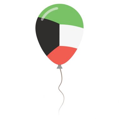 State of Kuwait national colors isolated balloon on white background Independence day patriotic clipart