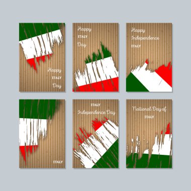 İtalya Milli Günü ifade fırça darbesi kraft ulusal bayrak renk için vatansever kartları