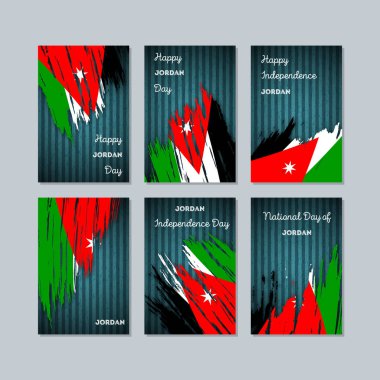 Jordan vatansever kartları için Milli Günü ifade fırça darbesi kara günü ulusal bayrak renklerde