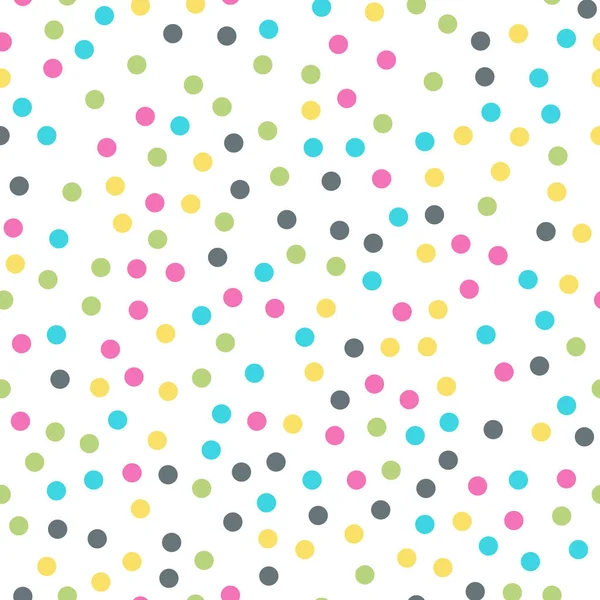 Colorful polka dots seamless pattern on white 10 background Outstanding classic colorful polka dots — Stock Vector