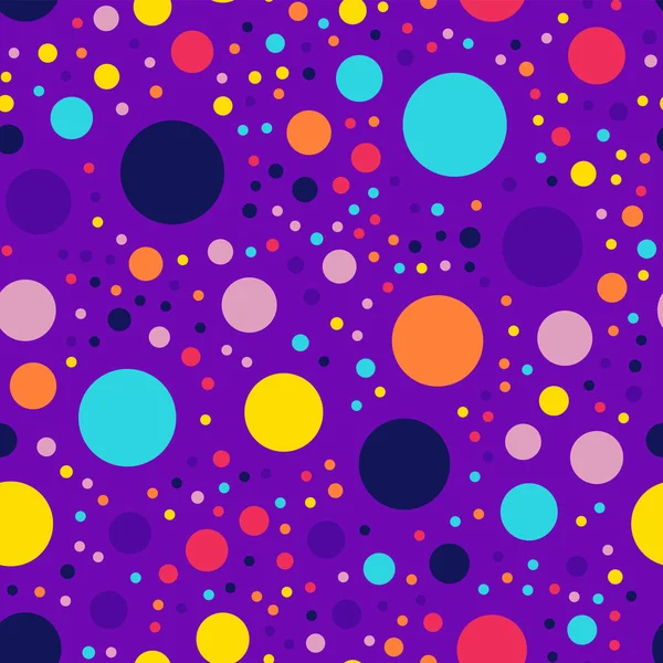 Memphis stili puantiyeli seamless modeli mor arka plan unutulmaz modern memphis polka noktaları üzerinde
