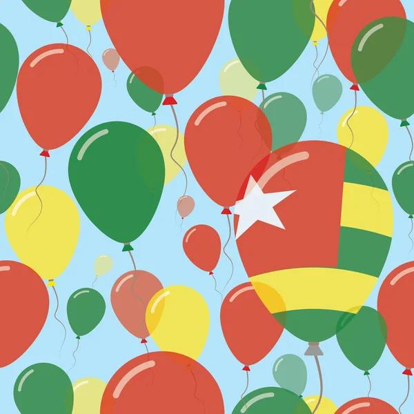 多哥国庆平无缝模式飞行庆典气球在多哥国旗的颜色 — 图库矢量图片