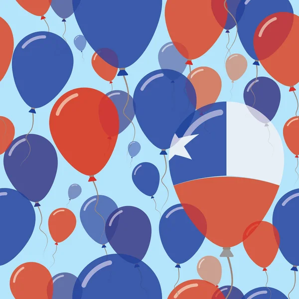 Chili National Day Flat Seamless Pattern Flying Celebration Balloons dans les couleurs du drapeau chilien — Image vectorielle