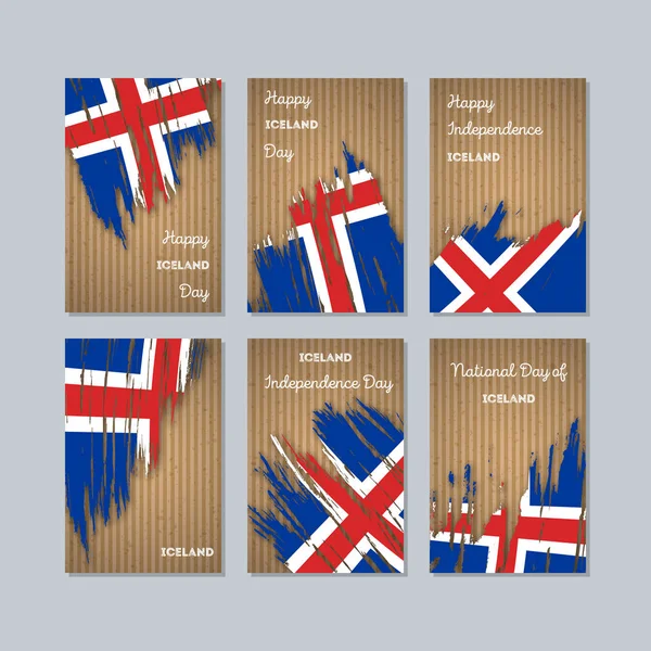 İzlanda Milli Günü ifade fırça darbesi kraft ulusal bayrak renk için vatansever kartları
