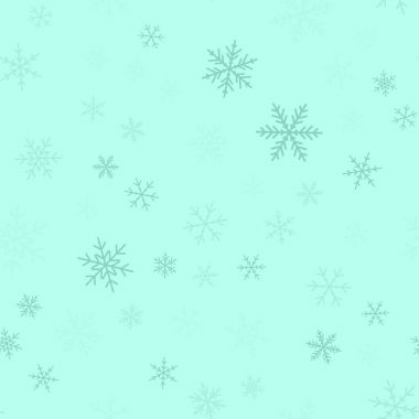 Blue snowflakes seamless pattern on turquoise Christmas background Chaotic scattered blue clipart