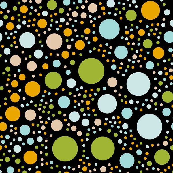 Pois colorés motif sans couture sur fond noir 1 Pois colorés classiques uniques — Image vectorielle