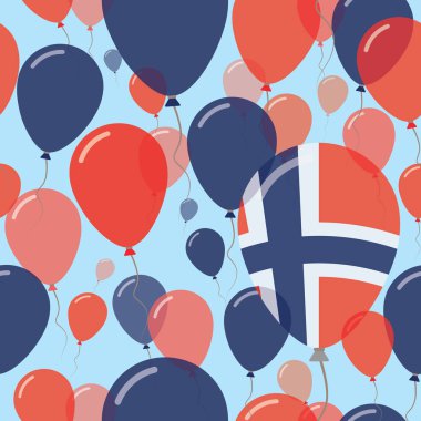 Norveç Milli gün düz Seamless Modeli kutlama balonları Norveç bayrağı renklerde uçan
