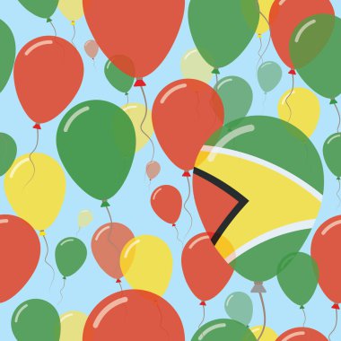 Guyana ulusal gün düz Seamless Modeli kutlama balonları Guyana bayrak renkleri uçan