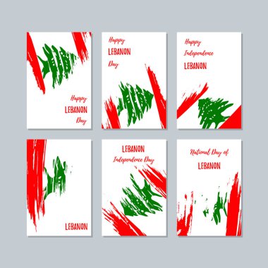 Lübnan Milli Günü ifade fırça darbesi beyaz Milli bayrak renk için vatansever kartları