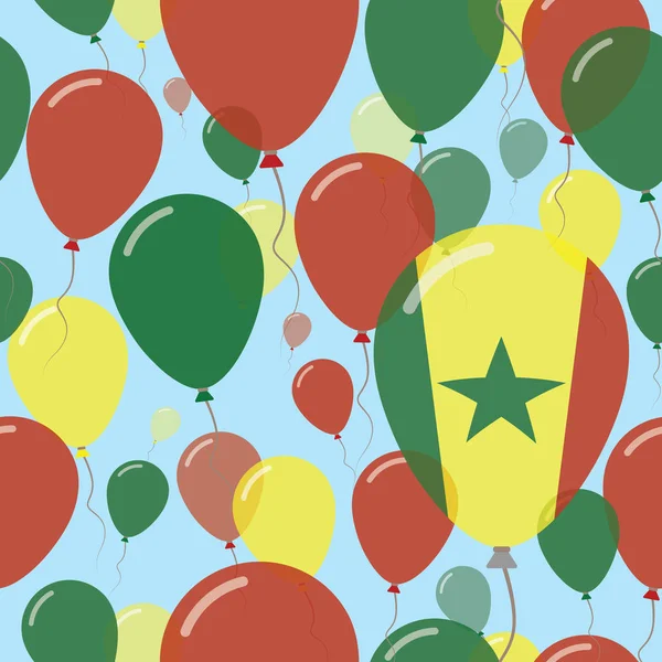 塞内加尔国庆日平无缝模式飞行庆典气球在塞内加尔的颜色 — 图库矢量图片