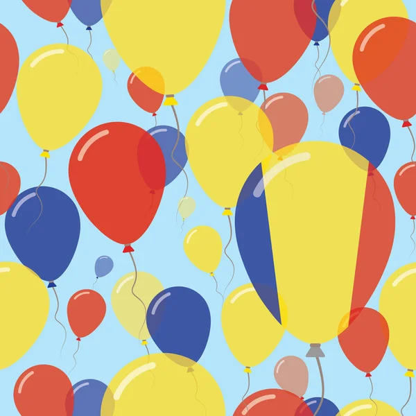 罗马尼亚国庆日平无缝模式飞行庆典气球在罗马尼亚国旗的颜色 — 图库矢量图片