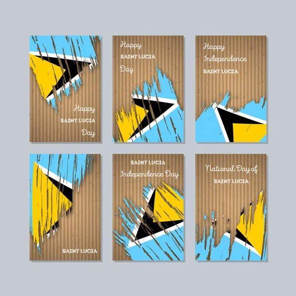 Saint Lucia vatansever kartları Milli Günü ifade fırça darbesi ulusal bayrak renk için