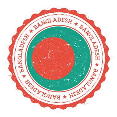 Grunge lastik damgası ile Bangladeş bayrağı Vintage seyahat damga ile dairesel metin yıldız ve
