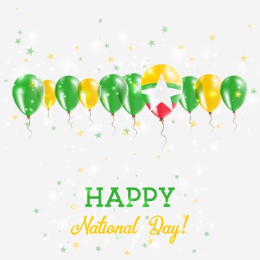 Myanmar Bağımsızlık günü pırıl pırıl vatansever Poster Mutlu Bağımsızlık günü kartı Myanmar bayrağı ile