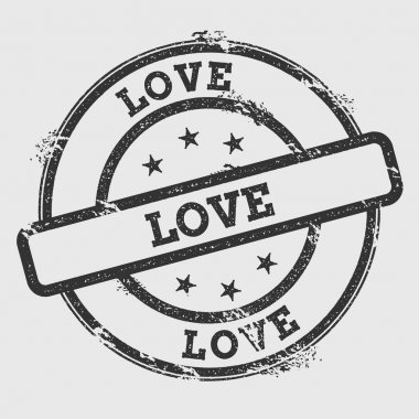 Aşk lastik damgası izole Grunge beyaz arka plan üzerinde metin mürekkep dokulu yuvarlak mühür ve