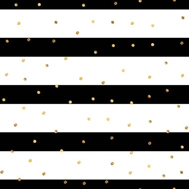 Golden dots seamless pattern on black and white striped background Overwhelming gradient golden clipart