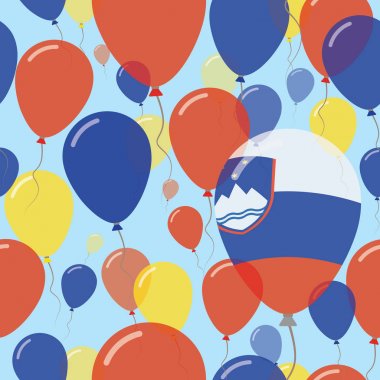 Slovenya ulusal gün düz Seamless Modeli kutlama balonları Sloven bayrak renkleri uçan