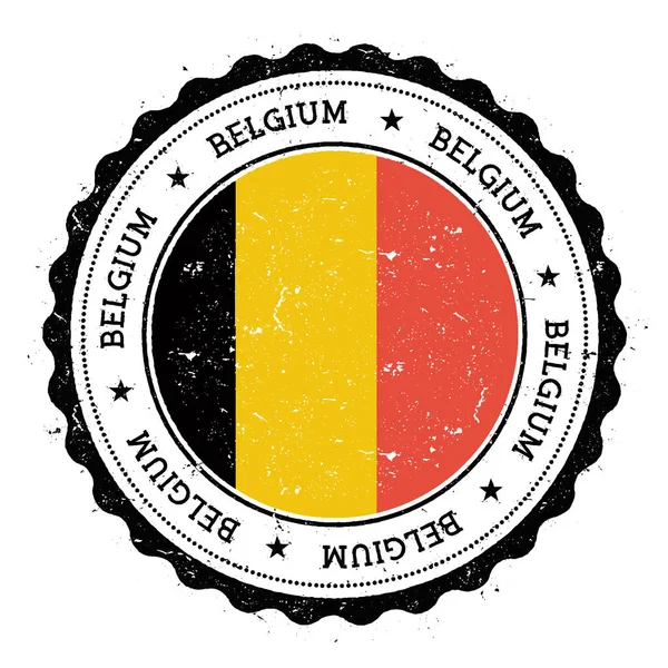 Carimbo de borracha Grunge com bandeira da Bélgica Carimbo de viagem vintage com estrelas de texto circular e nacional —  Vetores de Stock