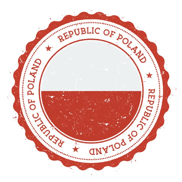 Polonya bayrağı Vintage Grunge lastik damga damga dairesel metin yıldız ve ulusal seyahat
