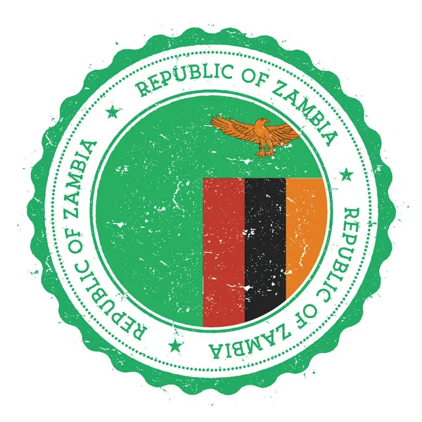 Sello de goma grunge con bandera de Zambia Sello de viaje vintage con estrellas de texto circular y nacional — Archivo Imágenes Vectoriales