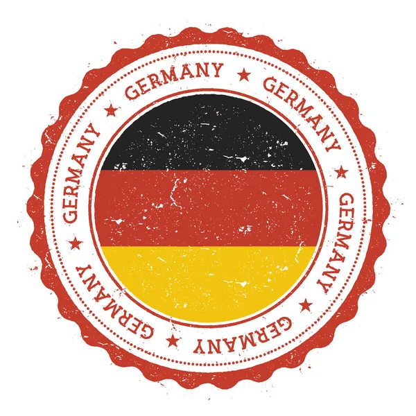 Sello de goma grunge con bandera de Alemania Sello de viaje vintage con estrellas de texto circular y nacional — Vector de stock