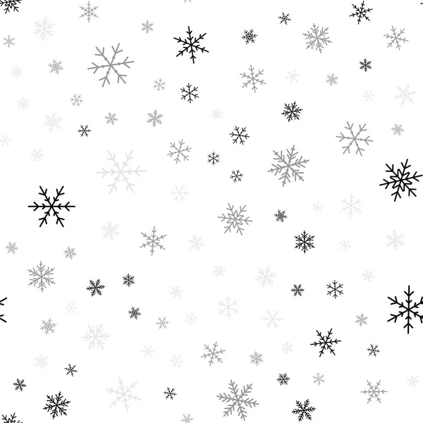 Черные снежинки бесшовный узор на белом фоне Рождества Хаотические разбросанные черные снежинки — стоковый вектор