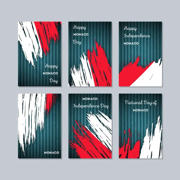 Monaco vatansever kartları için Milli Günü ifade fırça darbesi kara günü ulusal bayrak renklerde